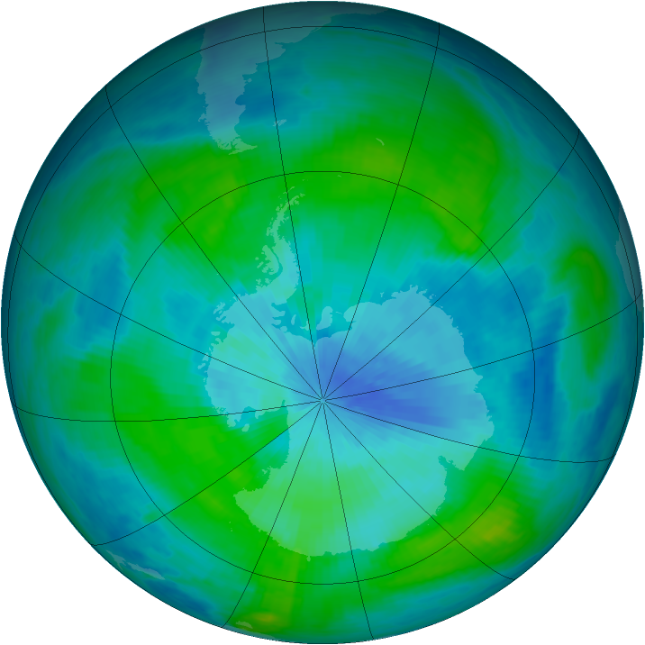 Antarctic ozone map for 04 March 1985